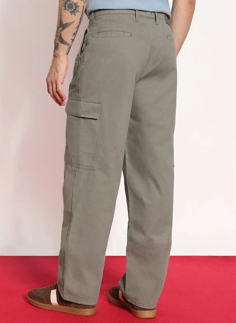 Urbano Fashion  Urbano Fashion Men's Steel Grey Loose Baggy Fit Solid Cargo Chino Pant with 6 Pockets Non-Stretchable for Men | Best Price UAE